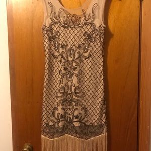 NWT Unique Vintage beige flapper dress large